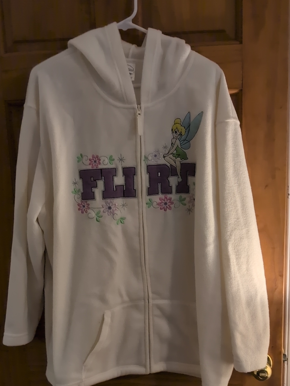 Disney Zip-Up Fleece Disney Tinkerbell Purple 'FLIRT' Graphic